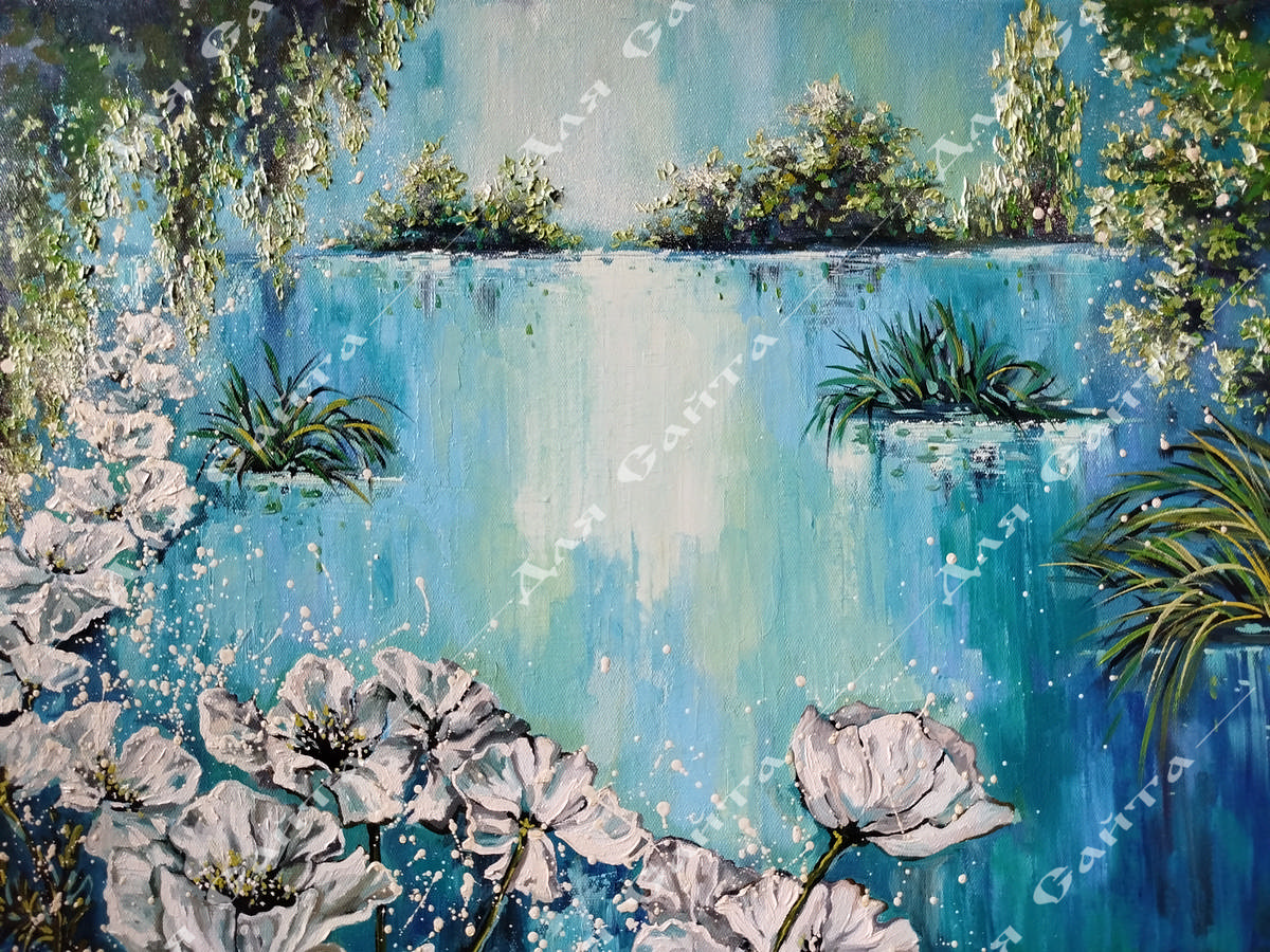 Картина Маслом на холсте купить - Белые маки Автор Стюнина А.В